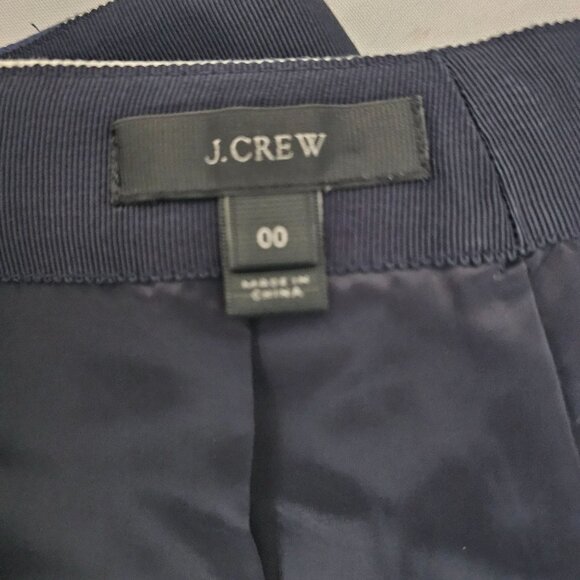 J.Crew Women's Navy Blue/White Chevron Stripe Pattern Pencil Skirt Size 00 - Picture 10 of 13